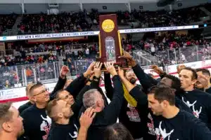 Omaha 2011 National champion wrestling team is honored during a game between the Niagra University and UNO in Omaha, NE on Saturday October 14tth, 2023. Photo by Eric Francis