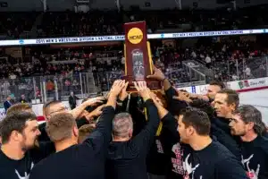 Omaha 2011 National champion wrestling team is honored during a game between the Niagra University and UNO in Omaha, NE on Saturday October 14tth, 2023. Photo by Eric Francis