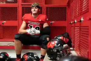 Westside High School Broc Regner (78) before a game between Lincoln North East and Westside in Omaha, NE on Thursday October 19tth, 2023. Photo by Eric Francis