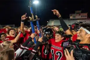 Westside High School celebrate after a game between Lincoln North East and Westside in Omaha, NE on Thursday October 19tth, 2023. Photo by Eric Francis