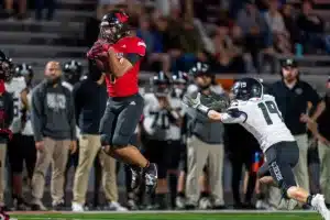 Westside High School Caleb Benning (1) during a game between Lincoln North East and Westside in Omaha, NE on Thursday October 19tth, 2023. Photo by Eric Francis