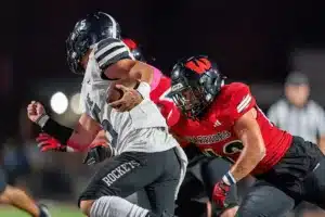 Westside High School Beau Ryan (42) during a game between Lincoln North East and Westside in Omaha, NE on Thursday October 19tth, 2023. Photo by Eric Francis