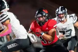 Westside High School Beau Ryan (42) during a game between Lincoln North East and Westside in Omaha, NE on Thursday October 19tth, 2023. Photo by Eric Francis