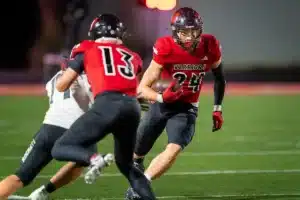 Westside High School Trevor Spady (24) runs the ball during a game between Lincoln North East and Westside in Omaha, NE on Thursday October 19tth, 2023. Photo by Eric Francis