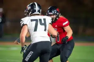 Westside High School Wyatt Francis (57) during a game between Lincoln North East and Westside in Omaha, NE on Thursday October 19tth, 2023. Photo by Eric Francis