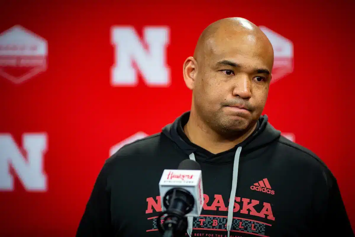 Nebraska Defensive Coordinator Tony White answers questions from the media during a press conference Friday, January 6, 2023, in Lincoln, Neb. Photo by John S. Peterson.