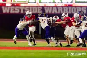 Westside Higih School running back Jahmez Ross (6) during a game between Bellevue West and the Westside in Omaha, NE on Friday November 3rd, 2023. . Photo by Eric Francis