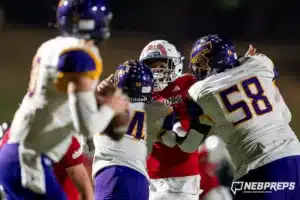 Westside Higih School defensive lineman Rj Eckhardt (11) during a game between Bellevue West and the Westside in Omaha, NE on Friday November 3rd, 2023. . Photo by Eric Francis