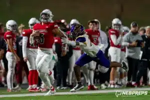 Westside Higih School quarterback Anthony Rezac (5) during a game between Bellevue West and the Westside in Omaha, NE on Friday November 3rd, 2023. . Photo by Eric Francis