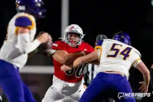 Westside Higih School Cam Bell (50) during a game between Bellevue West and the Westside in Omaha, NE on Friday November 3rd, 2023. . Photo by Eric Francis
