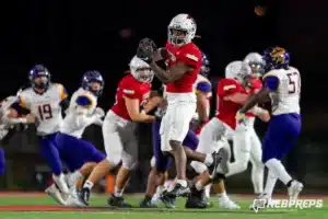 Westside Higih School running back Jahmez Ross (6) during a game between Bellevue West and the Westside in Omaha, NE on Friday November 3rd, 2023. . Photo by Eric Francis