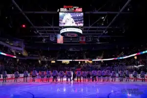 Denver Pioneers and Omaha Mavericks during a game at the Baxter Arena in Omaha, NE January 19rth 2024. Photo by Eric Francis