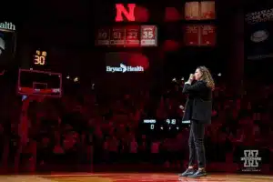 For Husker Jordan Hooper had her jersey retired at a ceremonyprior to a game against Indiana at the Pinnacle Bank Arena in Lincoln, NE January 7rth 2024. Photo by Eric Francis