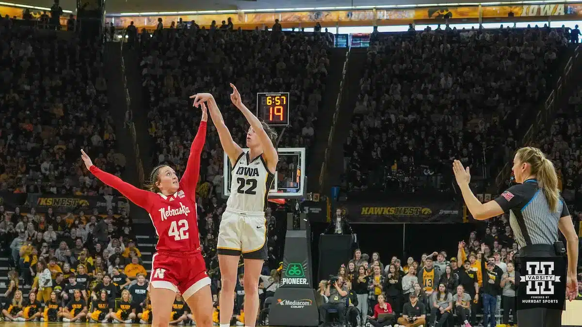 ...during a game between Nebraska women's basketball and Iowa in Iowa City, IA. Photo by Brandon Tiedemann