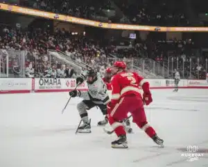 ...during a game between Omaha Mavericks hockey and the Denver Pioneers in Omaha, NE January 20th, 2024. Photo by Collin Stilen