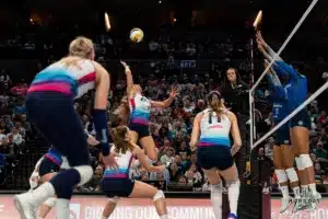 during a game against against the Orlando Valkyries at CHI Health Arena in Omaha, NE February 18th 2024. Photo by Eric Francis