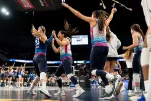 during a game against against the Orlando Valkyries at CHI Health Arena in Omaha, NE February 18th 2024. Photo by Eric Francis