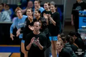 Creighton Bluejays head coach Jim Flanery during a game against against DePaul Blue Demons at Sokol Arena in Omaha, NE February 10th 2024. Photo by Eric Francis