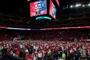 Nebraska Cornhusker fans celebrates the win over the