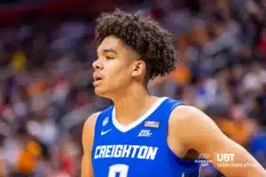 Creighton Bluejay forward Jasen Green (0) plays against the Tennessee Volunteers in the second half during the Sweet Sixteen of the NCAA basketball championship Friday, March 29, 2024, in Detroit, MI.