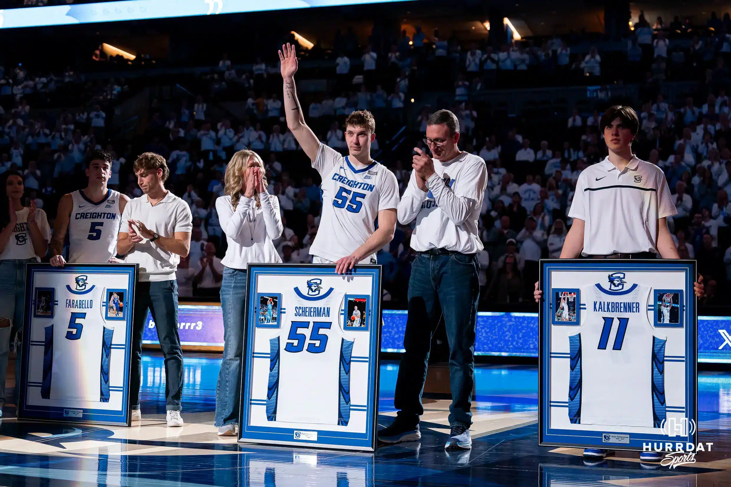 Creighton Bluejays guard Baylor Scheierman #55 during a game against against the Marquette Golden Eagles at CHI Health Center Arena in Omaha, NE March 2nd 2024. Photo by Eric Francis