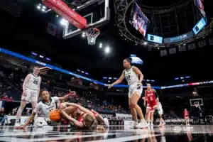 Nebraska Cornhuskers during a game against against the Michigan State Spartans at the Target Center in Minneapolis, MN March 8th 2024. Photo by Eric Francis