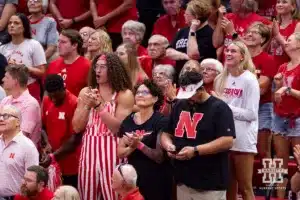 Nebraska Cornhusker Josiah Allick and family watching the action against the Stanford Cardinal in the third set during a college volleyball match Wednesday, September 18, 2024, in Lincoln, Nebraska. Photo by John S. Peterson.