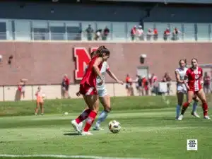 The Nebraska Cornhuskers take on the Creighton Bluejays during a women’s soccer match, Monday, September 2, 2024, in Lincoln, Nebraska. Photo by Brandon Tiedemann.