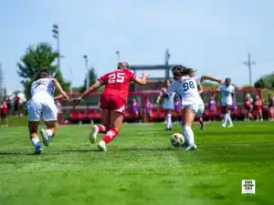 The Nebraska Cornhuskers take on the Creighton Bluejays during a women’s soccer match, Monday, September 2, 2024, in Lincoln, Nebraska. Photo by Brandon Tiedemann.