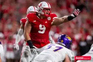 Nebraska Cornhusker defensive lineman Ty Robinson (9) during the college football game Saturday, September 14, 2024, in Lincoln, Nebraska. Photo John S. Peterson.