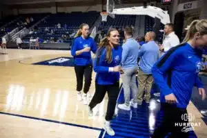 Creighton Bluejay guard Molly Mogensen (21) heads back to the locker room before the college women’s basketball game against the Southwest Minnesota State Mustangs Thursday, October 30, 2024, in Lincoln, Nebraska. Photo by John S. Peterson.