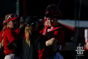 Nebraska Cornhusker Olivia DiNardo (1) during the Red White softball game Wednesday, October 23, 2024, in Lincoln, Nebraska. Photo by John S. Peterson.