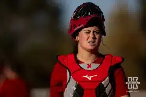 Nebraska Cornhusker Olivia DiNardo (1) walks back to home during the Red White softball game Wednesday, October 23, 2024, in Lincoln, Nebraska. Photo by John S. Peterson.