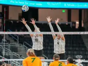 Omaha Mavericks take on North Dakota State in a volleyball match Sunday, October 13, 2024 in Omaha, Nebraska. Photo by Brandon Tiedemann.