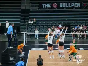 Omaha Mavericks take on North Dakota State in a volleyball match Sunday, October 13, 2024 in Omaha, Nebraska. Photo by Brandon Tiedemann.