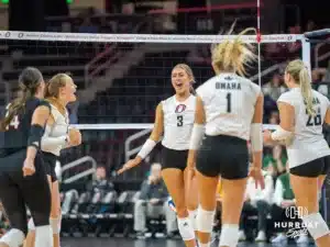 Omaha Mavericks take on North Dakota State in a volleyball match Sunday, October 13, 2024 in Omaha, Nebraska. Photo by Brandon Tiedemann.