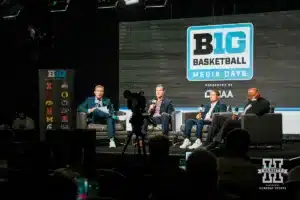 Nebraska head coach Fred Hoiberg answering questions from the media during Big Ten Media Days on Thursday, October 3, 2024, in Rosemont, IL. Photo by Mike Sautter.