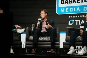 Nebraska head coach Fred Hoiberg answering questions from the media during Big Ten Media Days on Thursday, October 3, 2024, in Rosemont, IL. Photo by Mike Sautter.