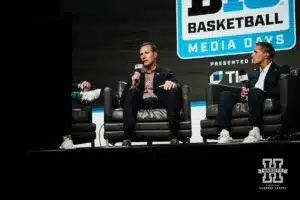 Nebraska head coach Fred Hoiberg answering questions from the media during Big Ten Media Days on Thursday, October 3, 2024, in Rosemont, IL. Photo by Mike Sautter.