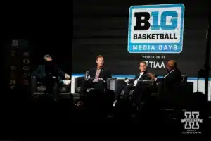 Nebraska head coach Fred Hoiberg answering questions from the media during Big Ten Media Days on Thursday, October 3, 2024, in Rosemont, IL. Photo by Mike Sautter.