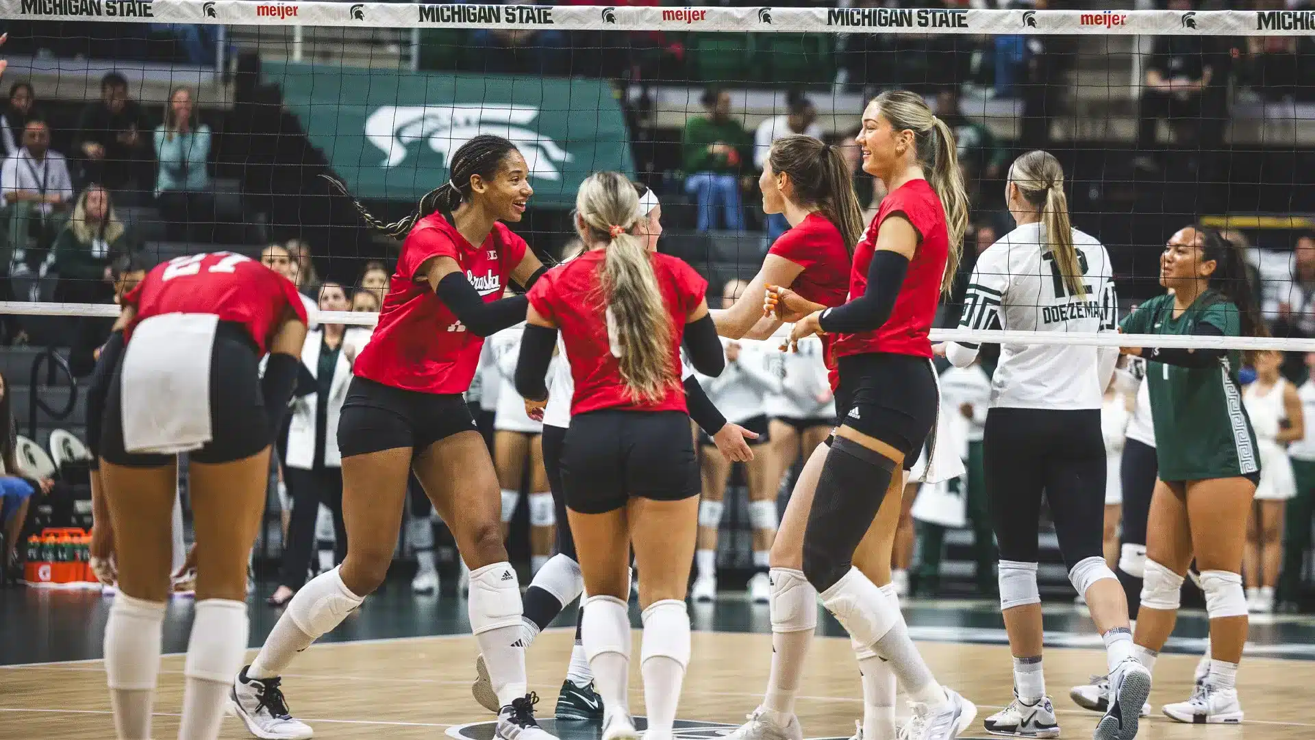 Left Sides Lead Way as No. 2 Nebraska Volleyball Sweeps Michigan State