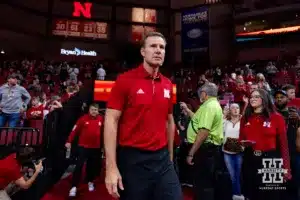 Nebraska Cornhusker head coach Fred Hoiberg walks out to the court to take on UT Rio Grande Valley Vaqueros during a college baskteball game Monday, November 4, 2024, in Lincoln, Nebraska. Photo by John S. Peterson.