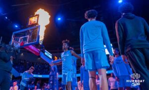 Jamiya Neal during introductions before a college basketball game November 10th, 2024 in Omaha Nebraska. Photo by Brandon Tiedemann.