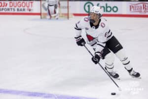 Omaha Maverick forward Zach Urdahl (6) during a college hockey match against Western Michigan Friay, November 8, 2024 in Omaha, Nebraska. Photo by Jaelle Johnson.