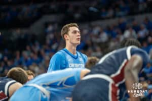 Ryan Kalkbrenner before a free throwduring a college basketball game November 10th, 2024 in Omaha Nebraska. Photo by Brandon Tiedemann.