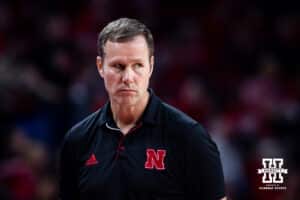 Nebraska Cornhuskers head coach Fred Hoiberg watches the action on the court against the South Dakota Coyotes in the second half during a college basketball game Wednesday, November 27, 2024, in Lincoln, Nebraska. Photo by John S. Peterson.