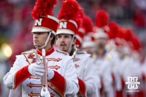 Nebraska Cornhusker marching band performs at halftime during a college football game against the Wisconsin Badgers Saturday, November 23, 2024 in Lincoln, Nebraska. Photo by John S. Peterson.