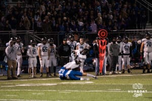 Gavin Olson makes a tackle during a high school football game November 15th, 2024 in Bennington Nebraska Photo by Brandon Tiedemann