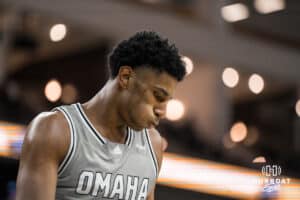 Omaha Mavericks Marquel Sutton after a college basketball game on November 30th, 2024 in Omaha Nebraska. Photo by Brandon Tiedemann.