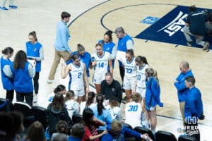 Creighton Bluejays during a college basketball game against the Wyoming Cowgirls on December 17th, 2024 in Omaha Nebraska. Photo by Brandon Tiedemann.